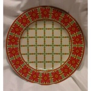 EXTREMELY RARE Harry & David Dessert Plate Poinsettia Plaid Pattern 8"